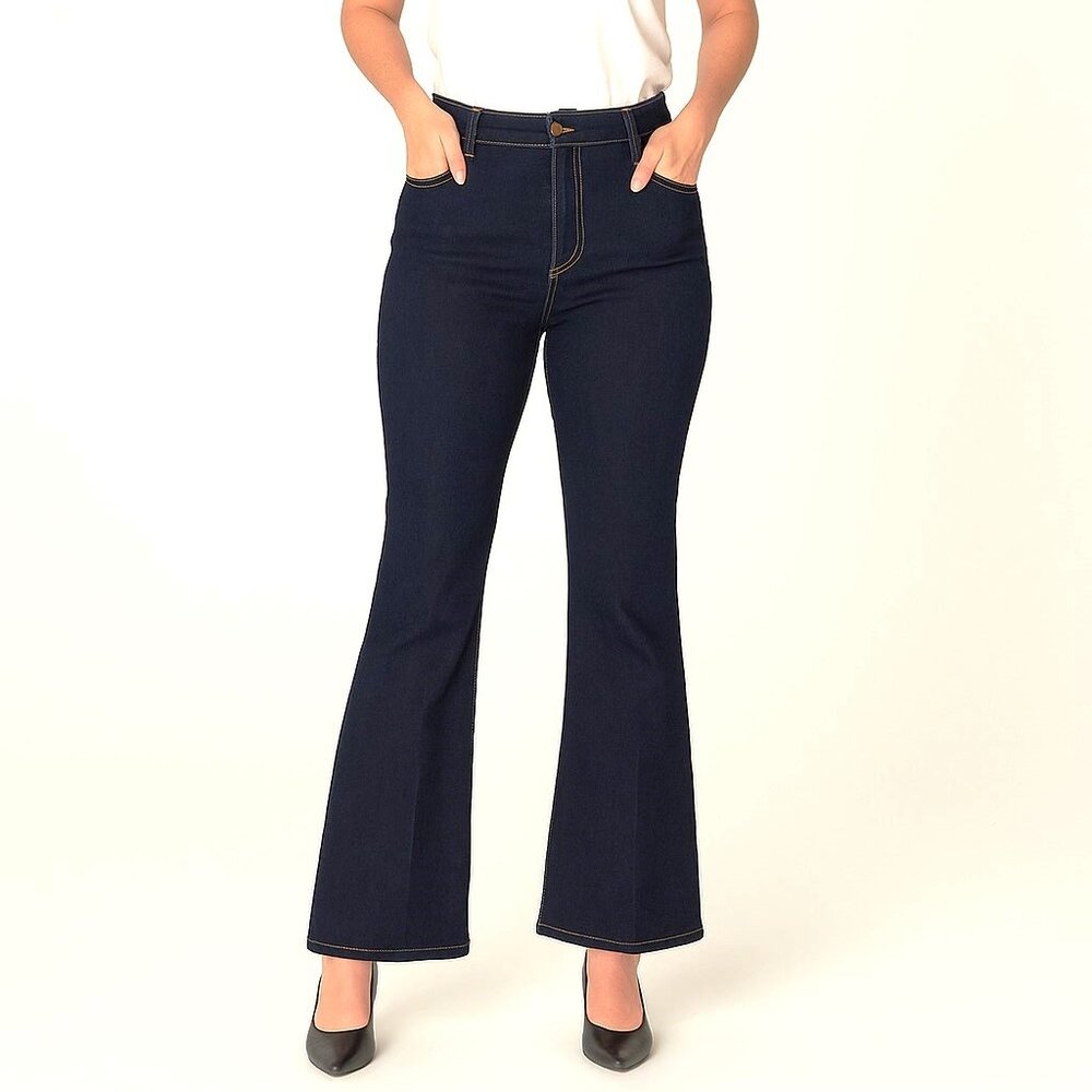 Boden Denim Dark Wash High Rise Flare Leg Stretch Denim Jeans Womens Size US 10R